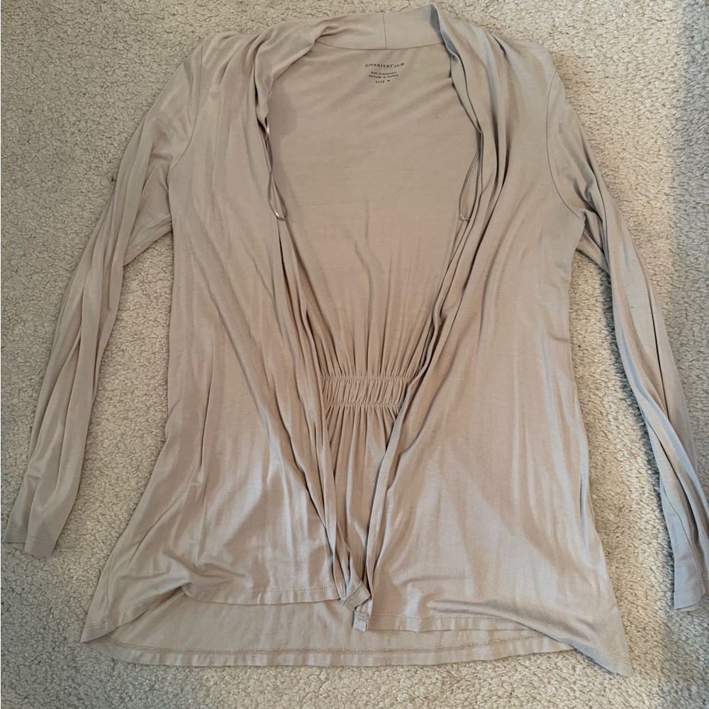 Beige Long Sleeve Open Cardigan